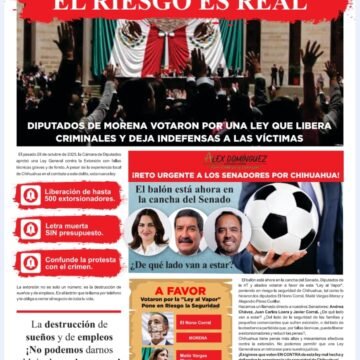 Álex Domínguez reta a senadores de Morena —Andrea Chávez, Corral y Loera— a no aprobar una ley que libera delincuentes