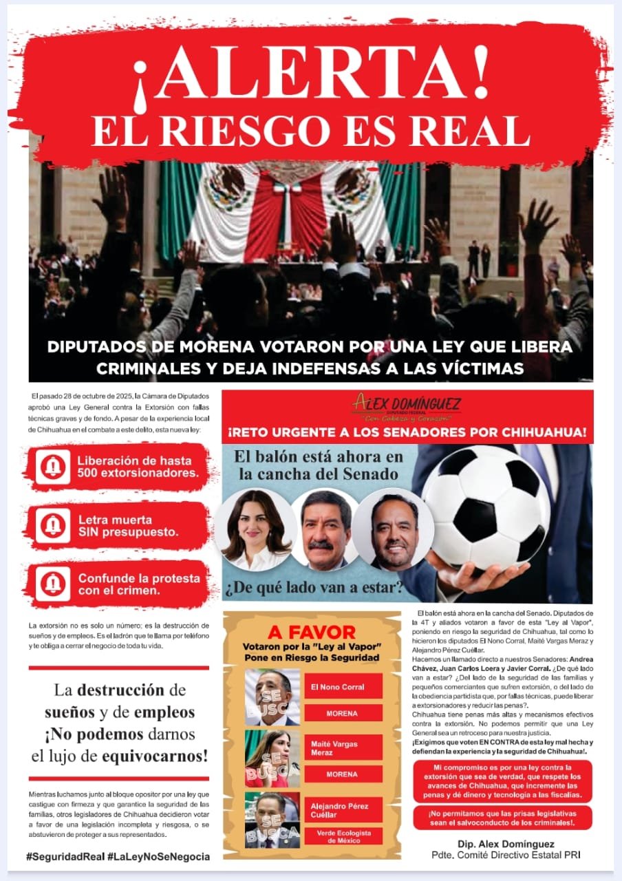 IMG-20251104-WA0033 Álex Domínguez reta a senadores de Morena —Andrea Chávez, Corral y Loera— a no aprobar una ley que libera delincuentes