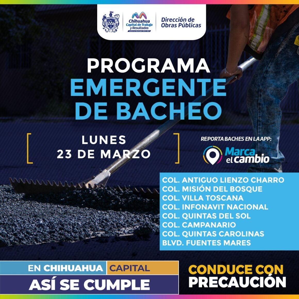 Ocho zonas tendrán bacheo este lunes 23 de marzo: Municipio