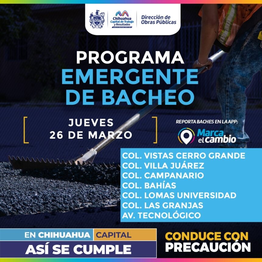 Atenderá Municipio siete zonas con bacheo este jueves 26 de marzo