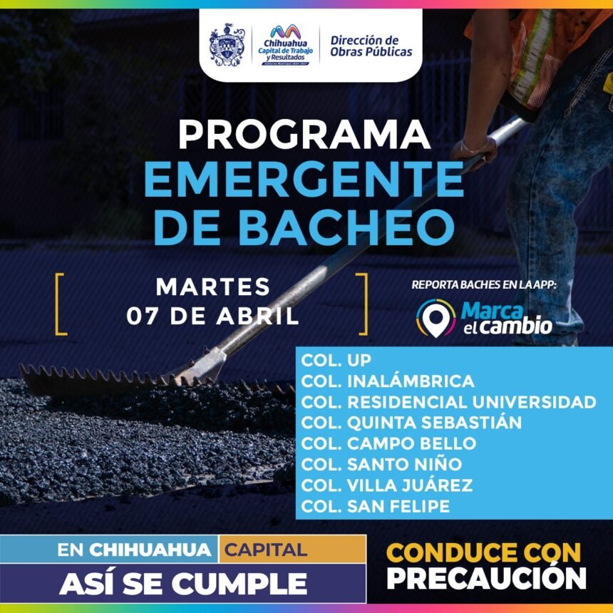 Atenderá Municipio ocho zonas con bacheo este martes 7 de abril