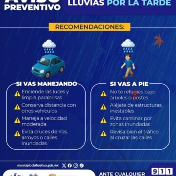 Prevé Protección Civil Municipal continuidad de lluvias; emite recomendaciones preventivas