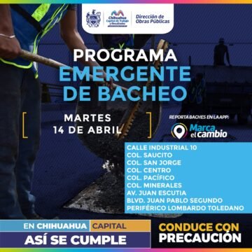 Nueve zonas tendrán bacheo este martes 14 de abril: Municipio