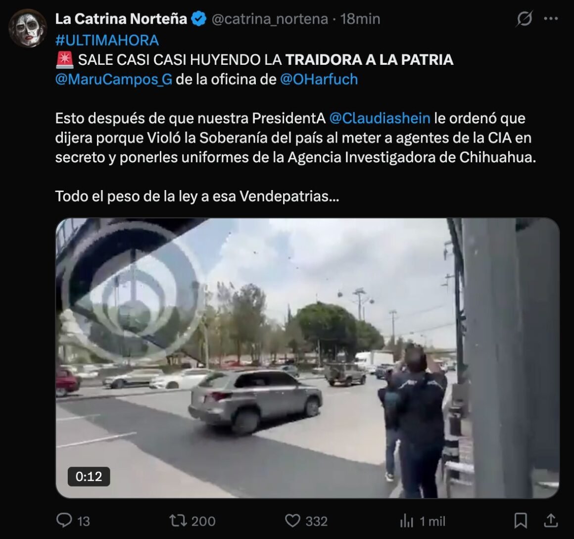 Maru Campos se vuelve tendencia nacional con hashtag “Traidora a la patria” por caso de la CIA
