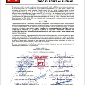 Ni simulaciones ni transfuguismo: el PT ratifica alianza inquebrantable con Morena y respalda a Andrea Chávez en Chihuahua