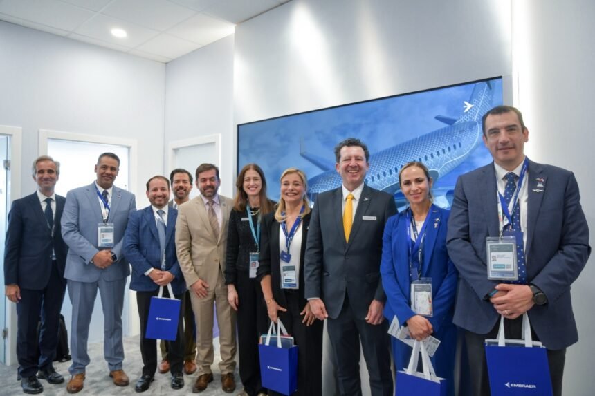 Maru Campos se reúne con representantes de Embraer en Feria Aeroespacial Farnborough 2026