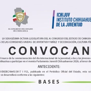 Dan a conocer a los seleccionados del Parlamento Juvenil Chihuahuense 2026