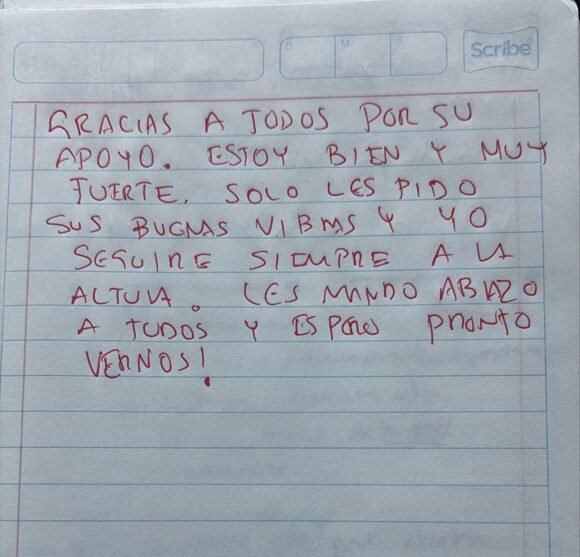 IMG-20261025-WA0007 Estoy bien y muy fuerte”: César Jáuregui envía mensaje de puño y letra a quienes lo apoyan